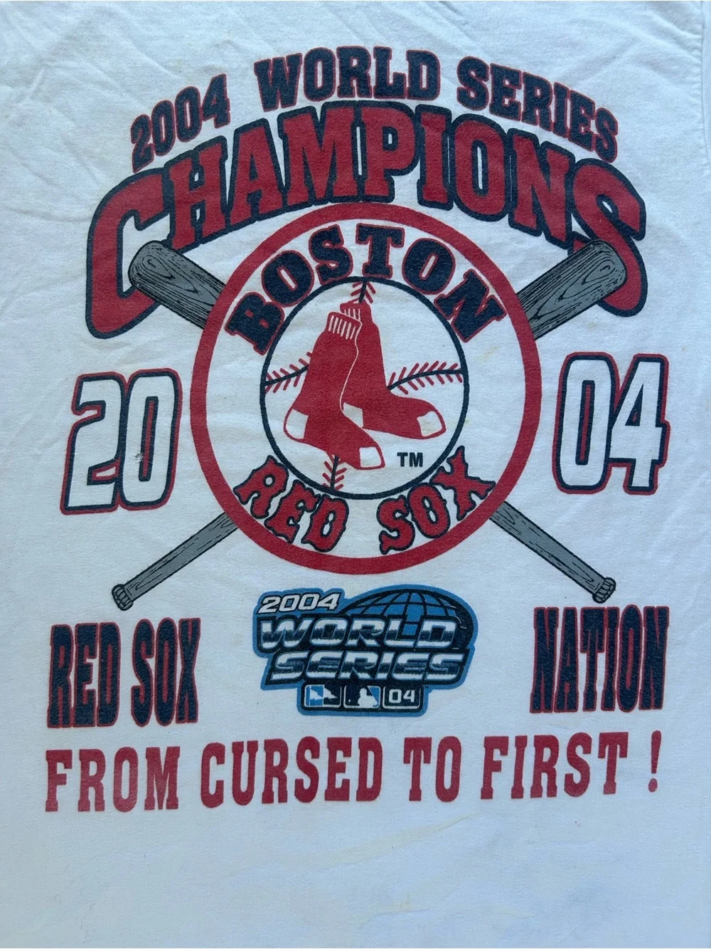 Boston Red Sox 2004 World Series Champions White Graphic Tee